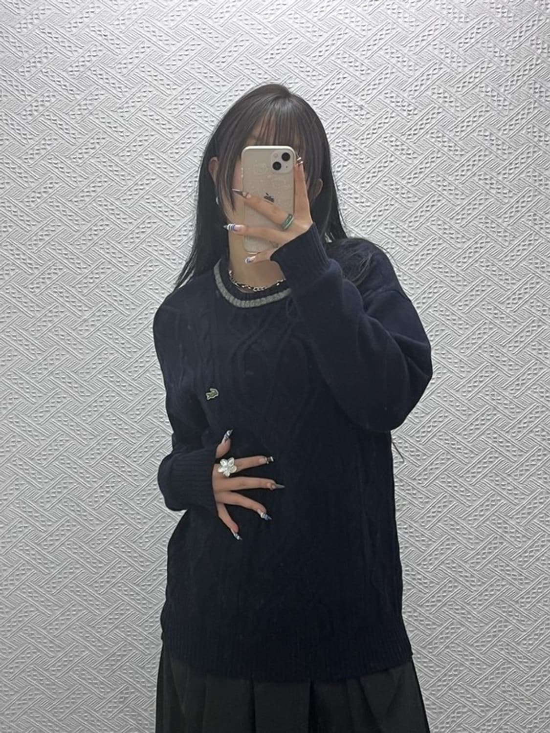 라코스테 올드스쿨 캐주얼 케이블 꽈배기 니트 100 C07816 상품이미지1