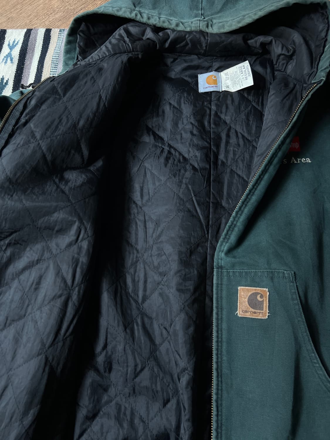 [2XL]90's 칼하트 USA J06 헌터그린 액티브 워크자켓 상품이미지7
