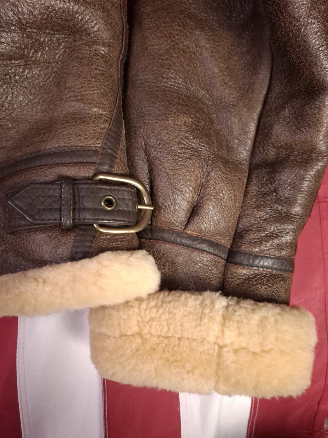 90's 국내산 미공군 B-3 TYPE 리얼레더 항공폭격기 무스탕 상품이미지9