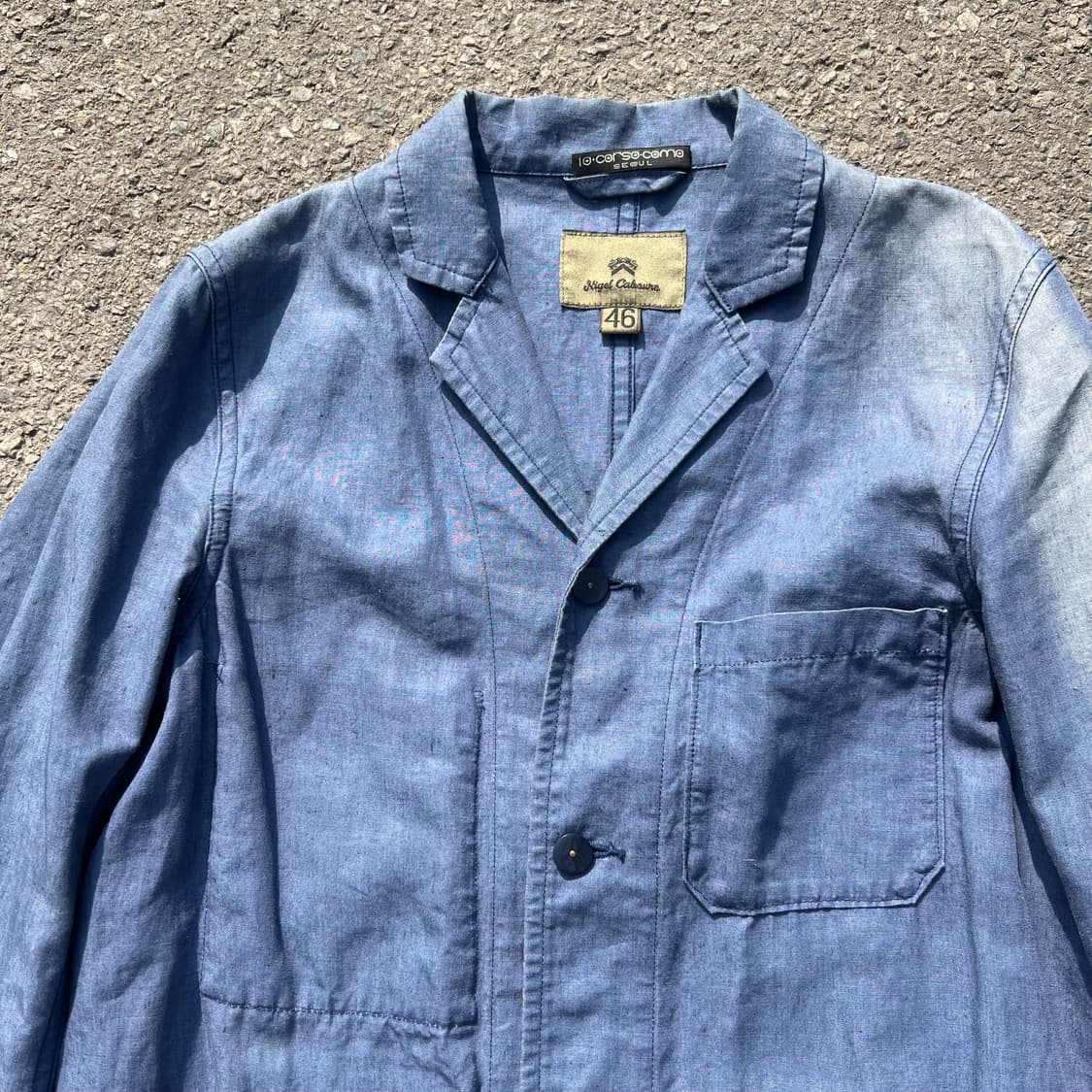 나이젤카본 40‘s 복각 리넨 프렌치워크 샵 코트 상품이미지3