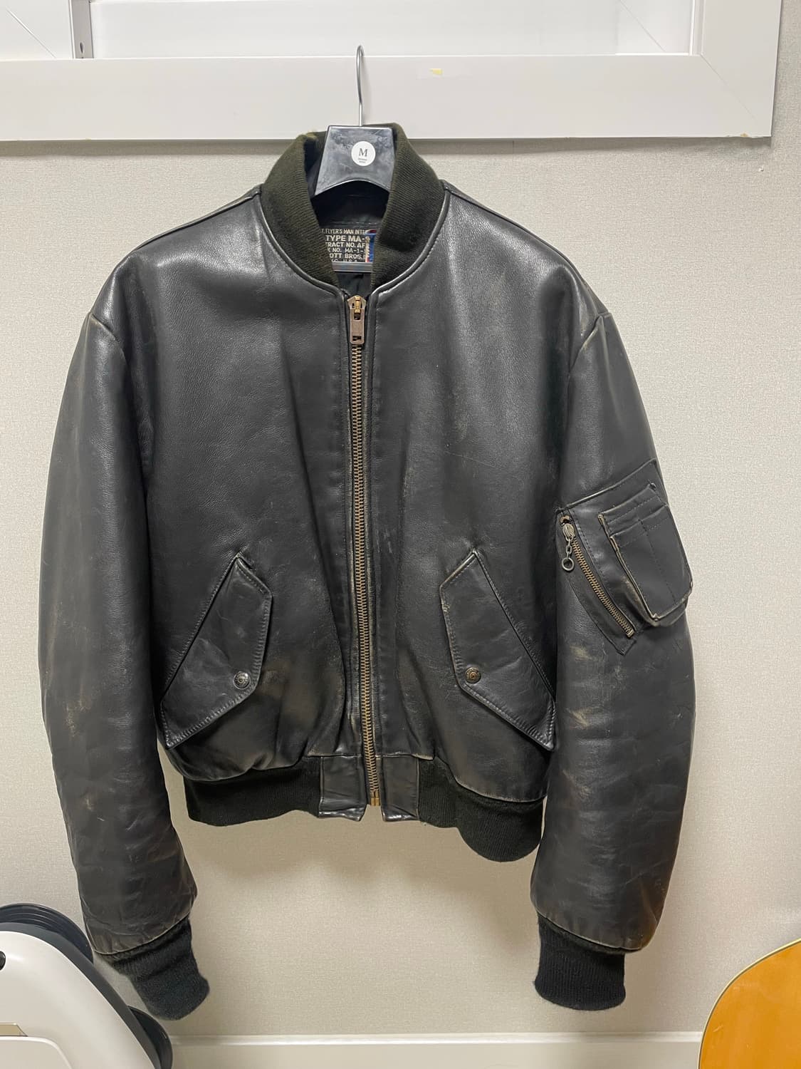 빈티지 쇼트 레더 ma-1 상품이미지7