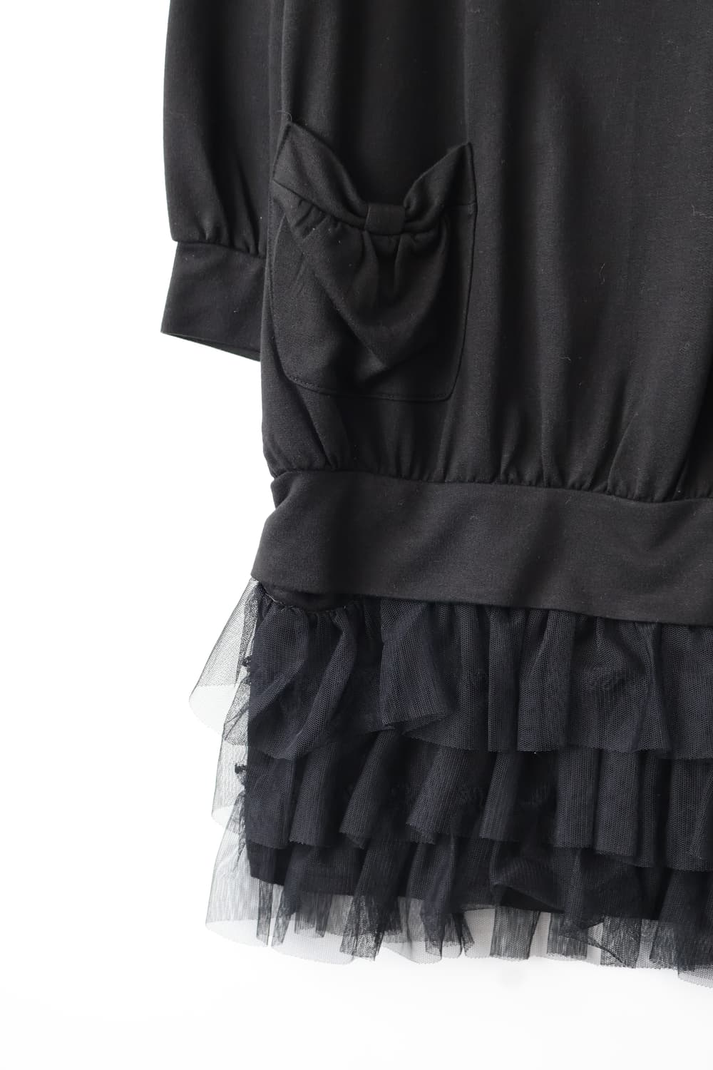 Jpn Black Tulle Ruffle Bow Tunic Dress 상품이미지7