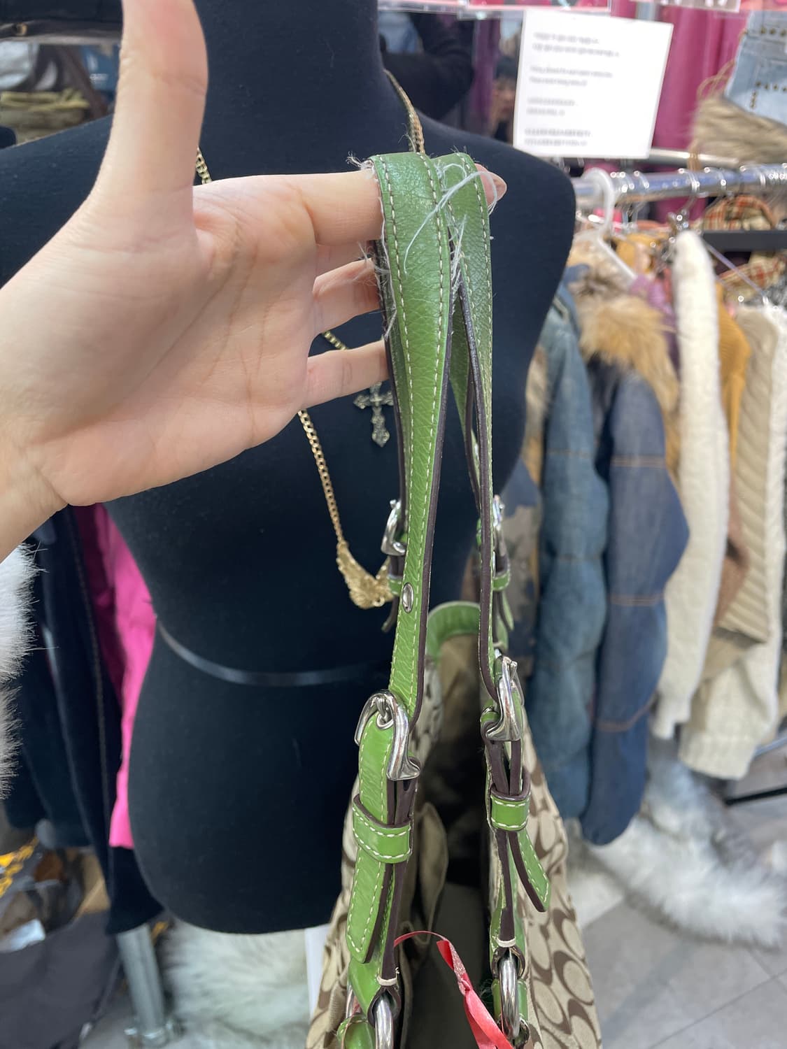 빈티지 코치 연두색 숄더백 상품이미지3