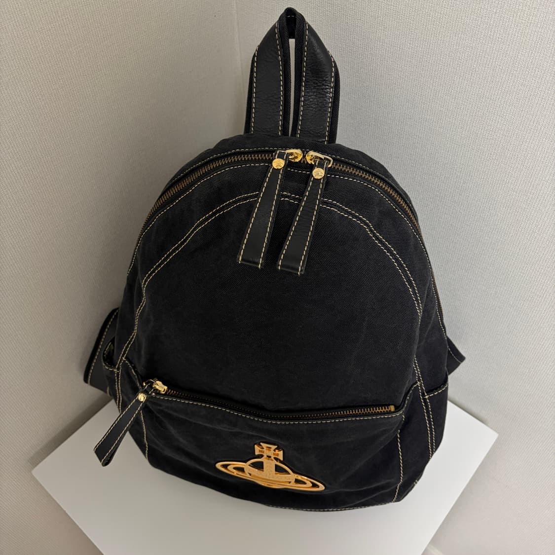비비안웨스트우드 ORB금장 빅로고 코튼 백팩-블랙 상품이미지3