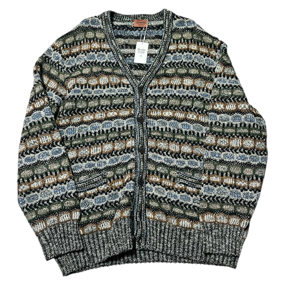 미쏘니 자카드 케이블 니트 가디건 상품이미지1