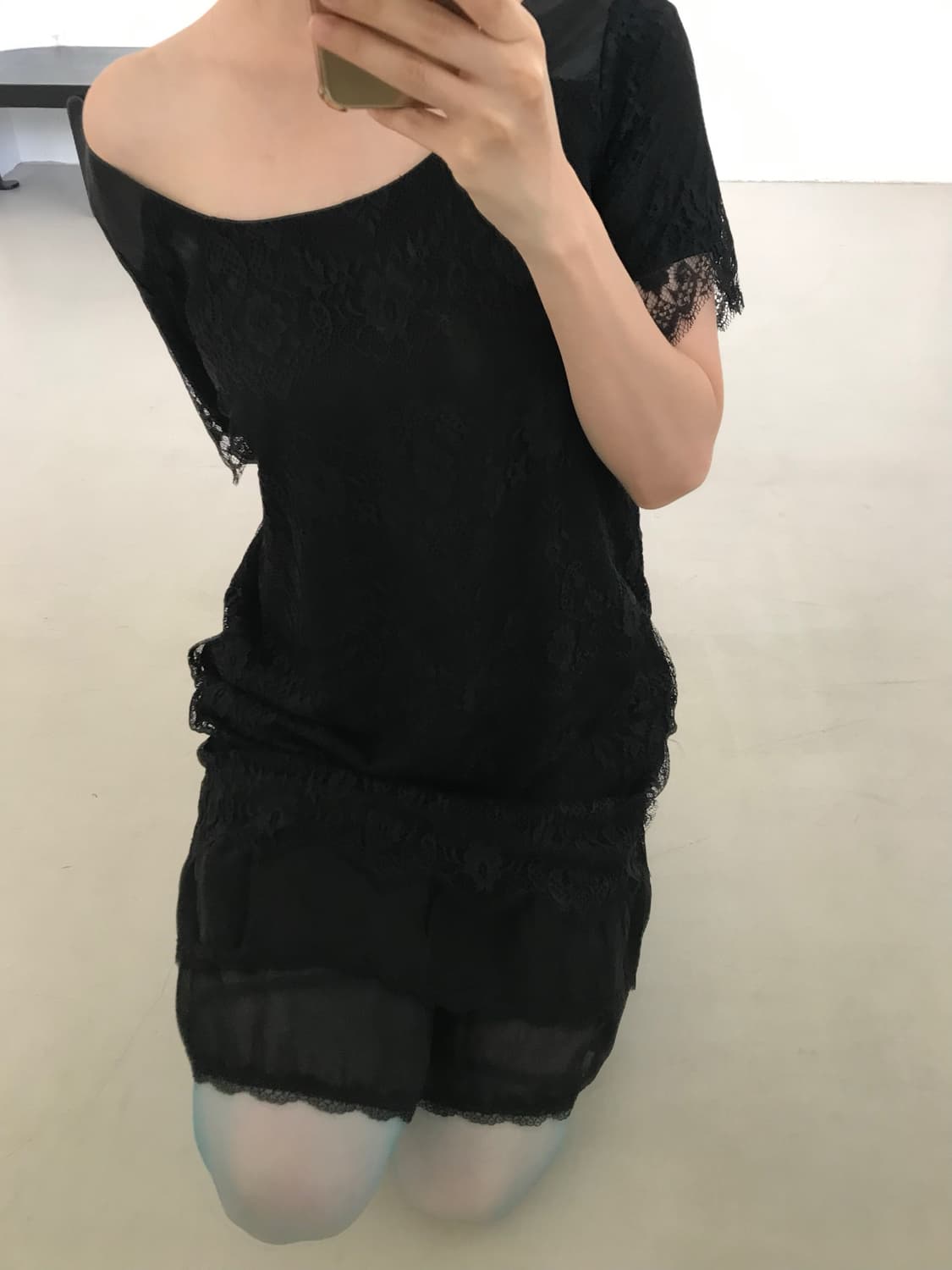 vintage black lace one-piece 상품이미지2