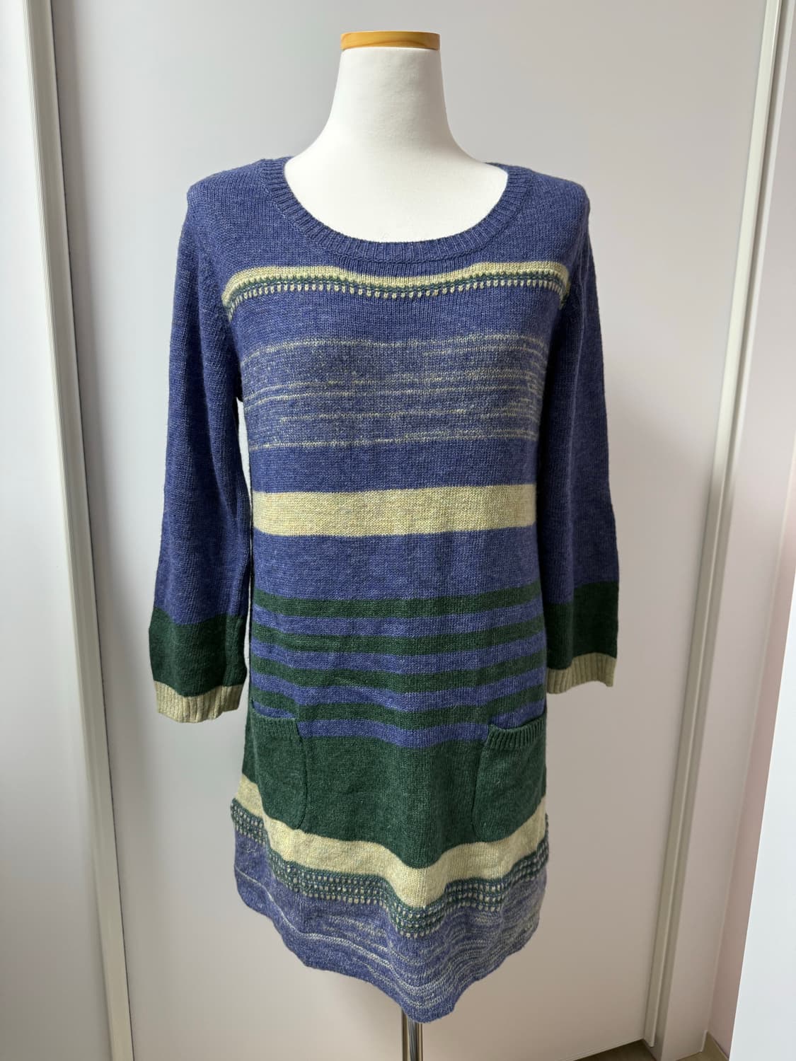 빈티지 스트라이프 포켓 니트 원피스 상품이미지1