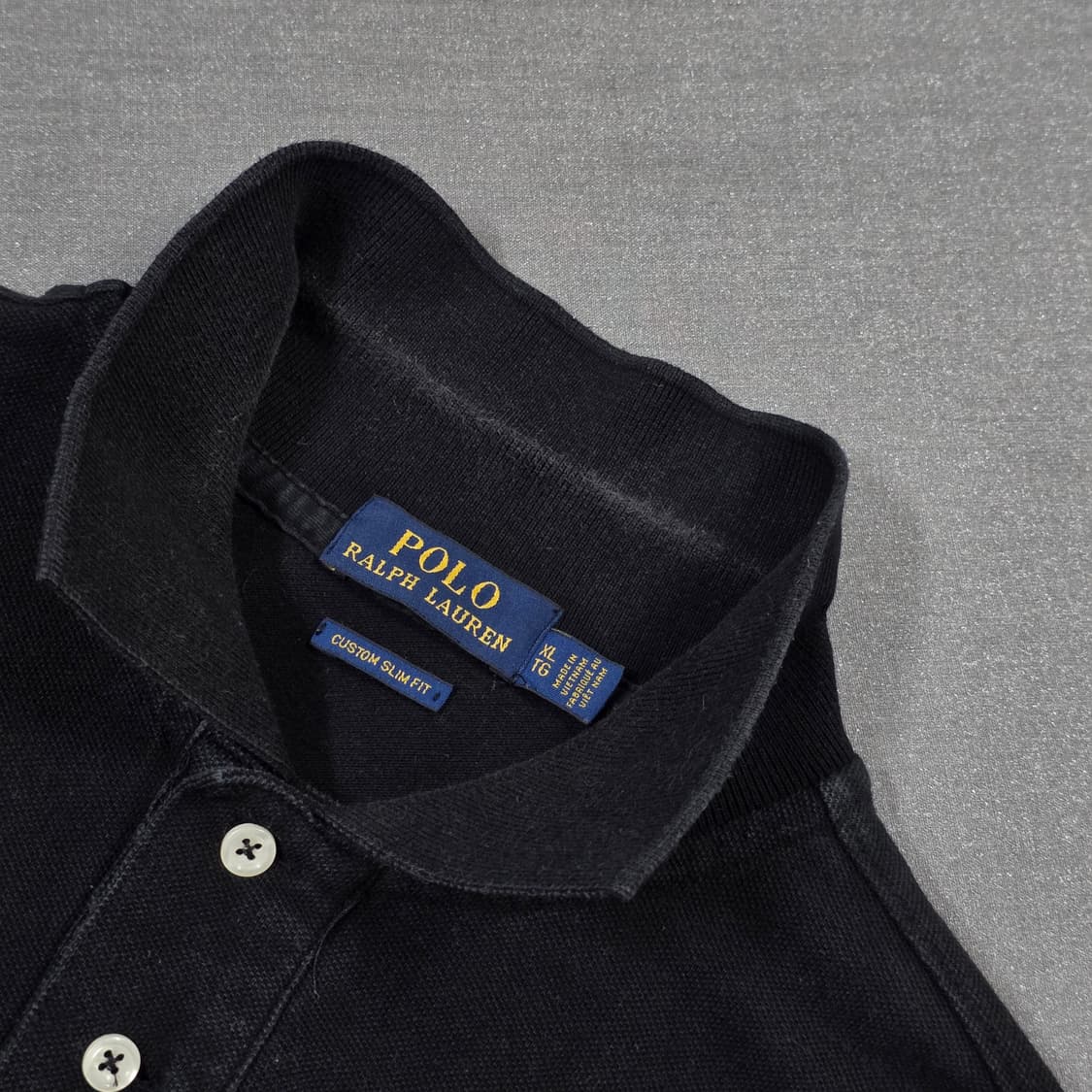 XL 폴로 랄프로렌 블랙 반팔 카라티 커스텀슬림핏 상품이미지3