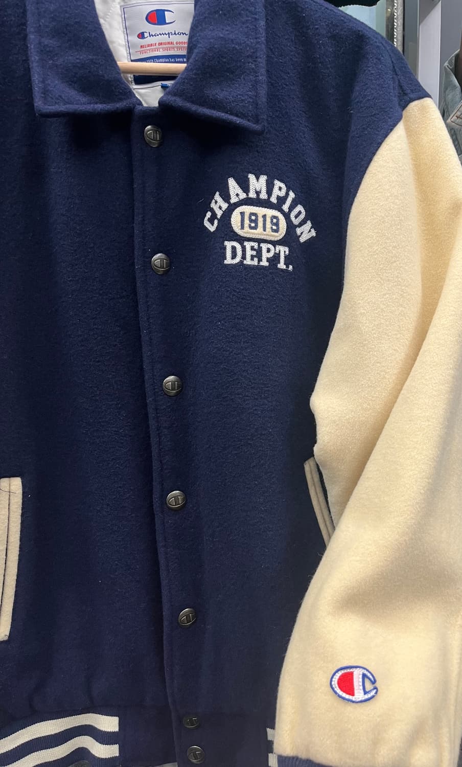 00s 챔피온 바시티 자켓 네이비/아이보리 상품이미지4