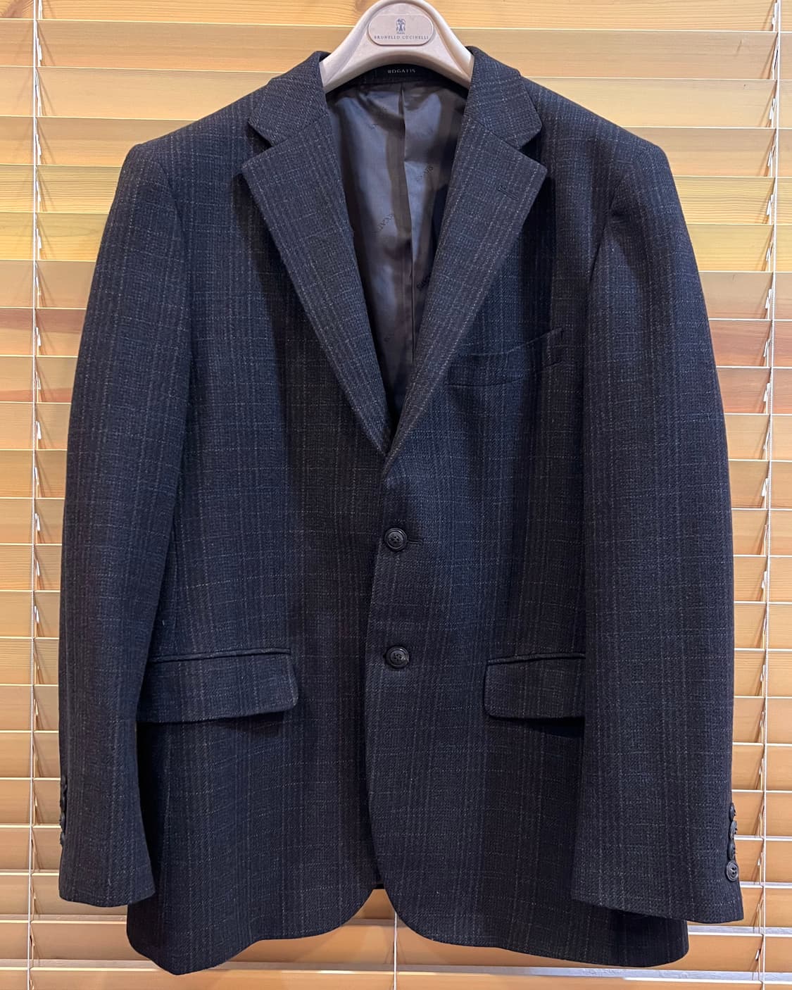 로가디스 남성 차콜그레이 체크 울캐시미어자켓  상품이미지1