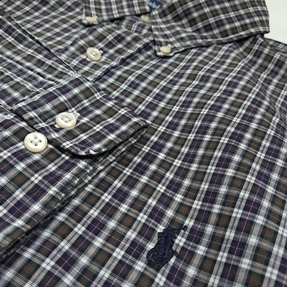 CK137 2XL 폴로 90s 홍콩판 모던 블랙워치 타탄체크 셔츠 상품이미지4