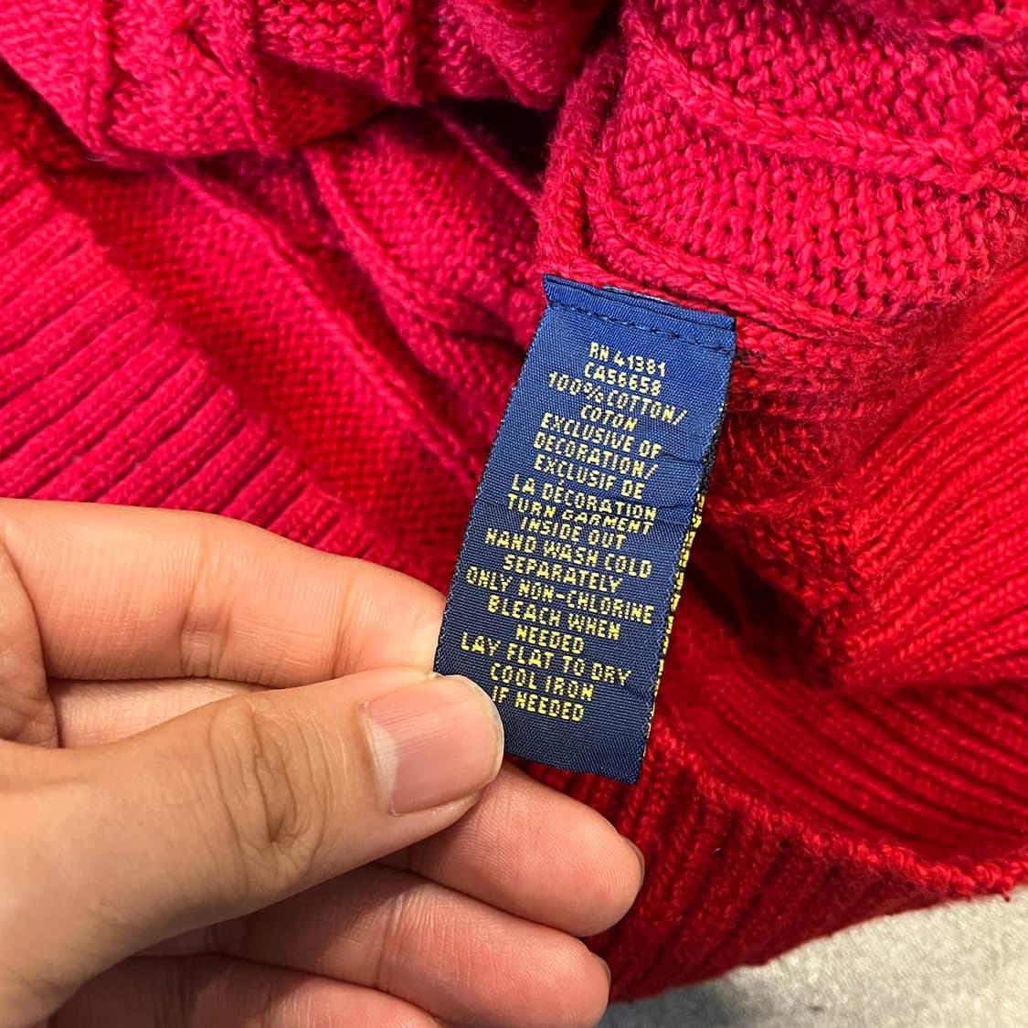 폴로 정품 최신라벨 레드 케이블 니트 상품이미지6