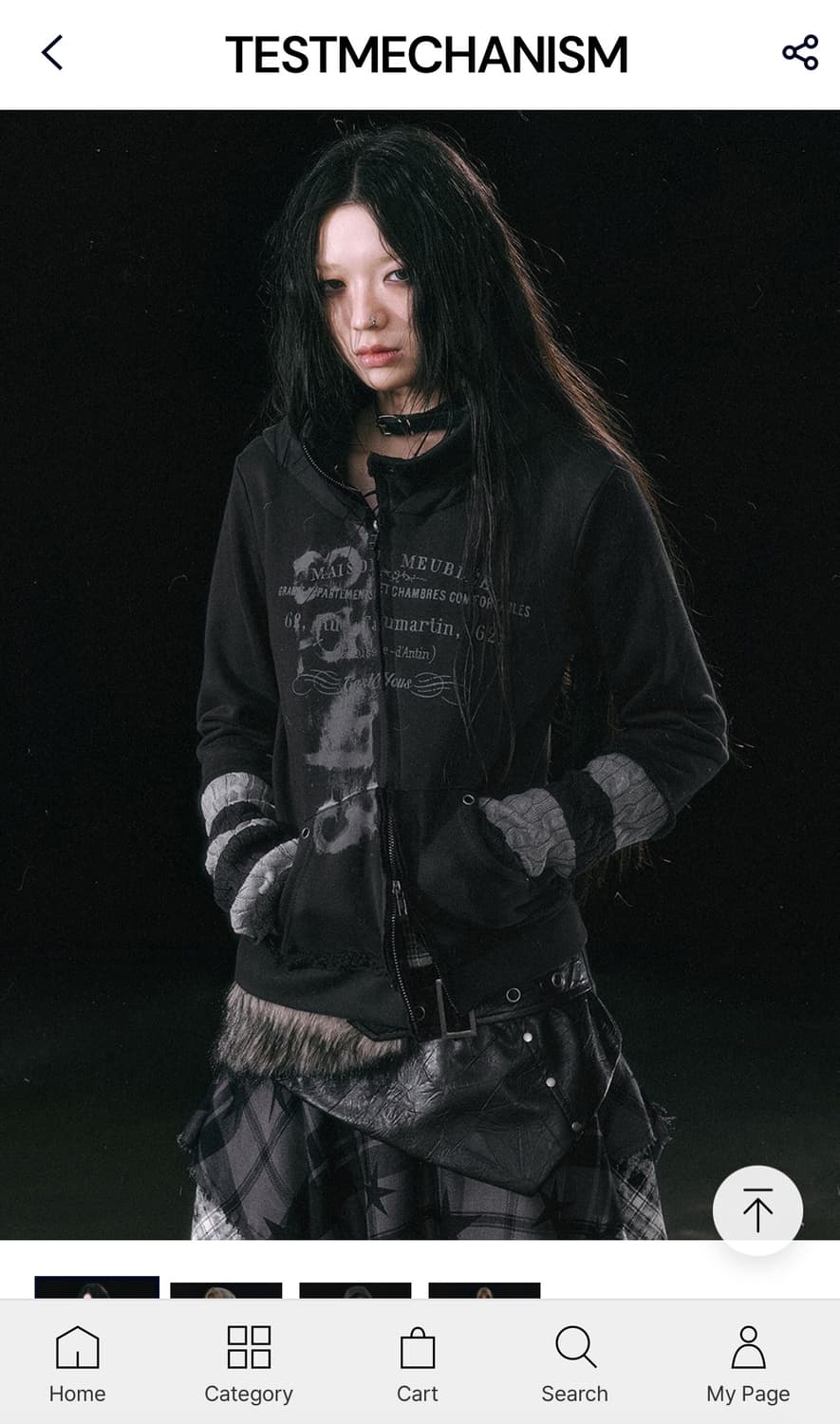 Two tone stripe skew hooded zip-up black 상품이미지1