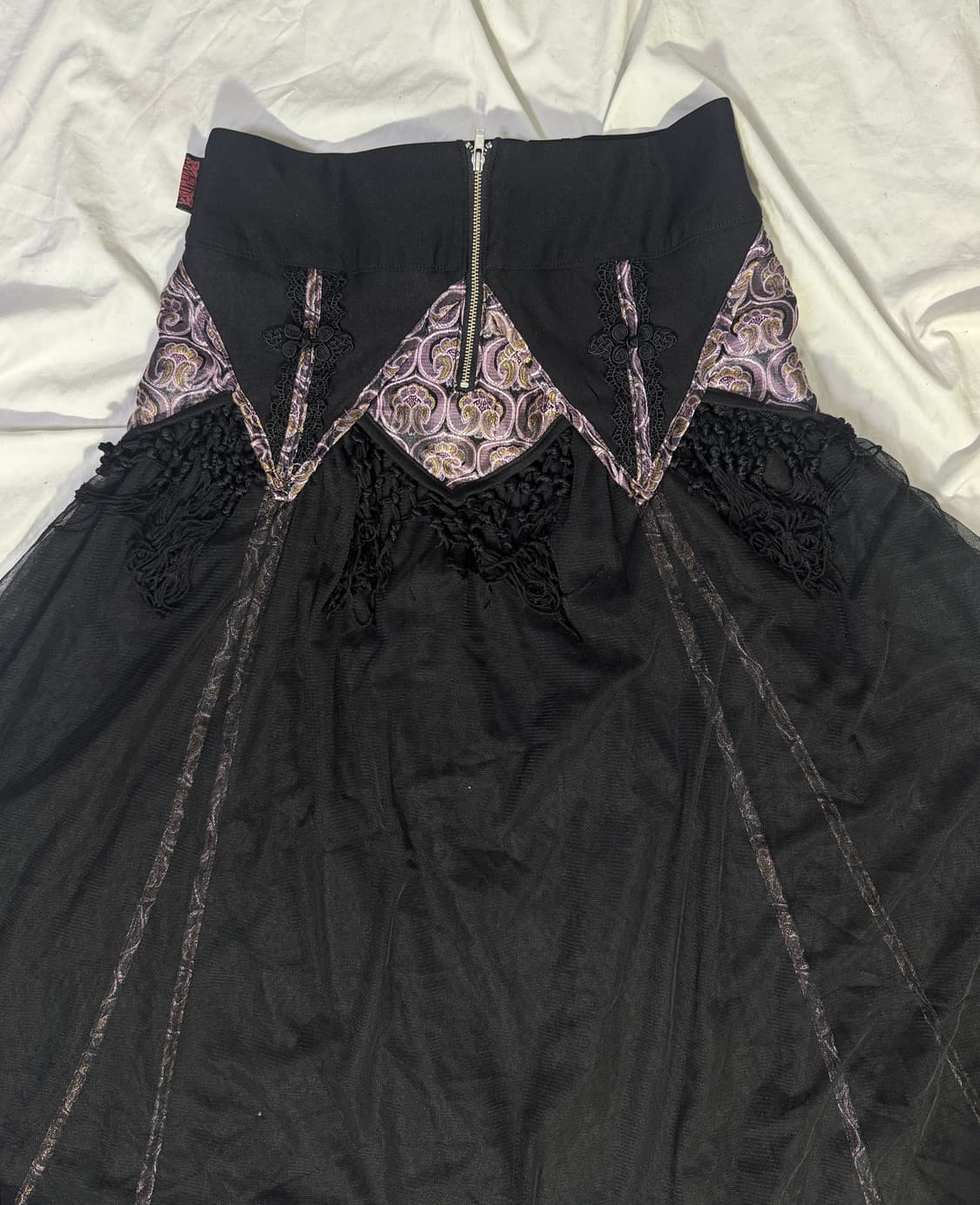 Ozz oneste 오리엔탈 레이스업 레이어드 롱 스커트 고딕 y2k 상품이미지7