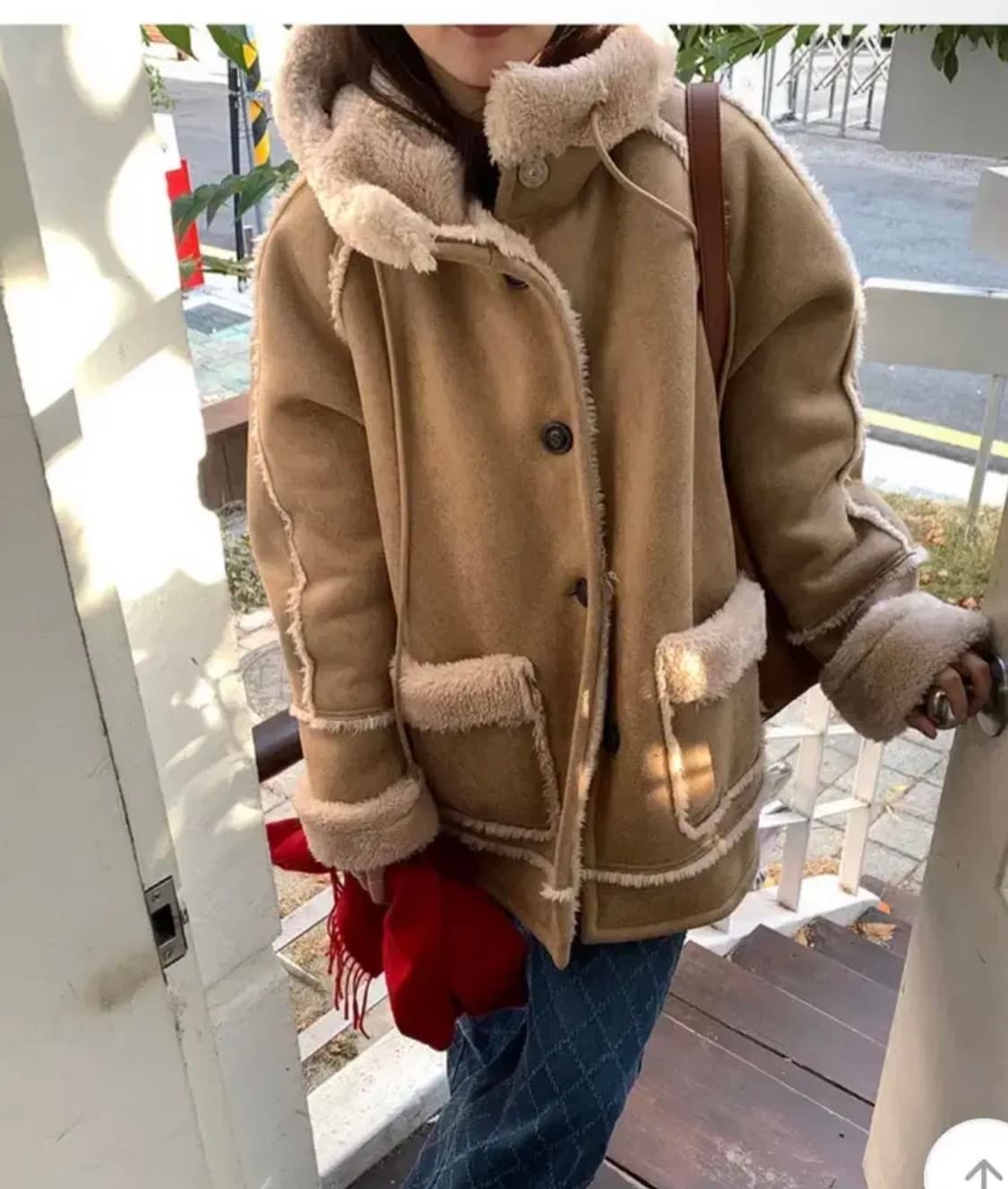 후드 양털 리버시블 무스탕 상품이미지1