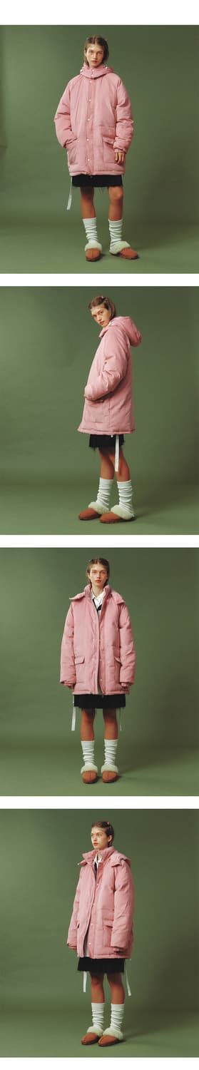 메인부스 덕다운 코듀로이 스노우 파카 핑크 롱 패딩 M 상품이미지2
