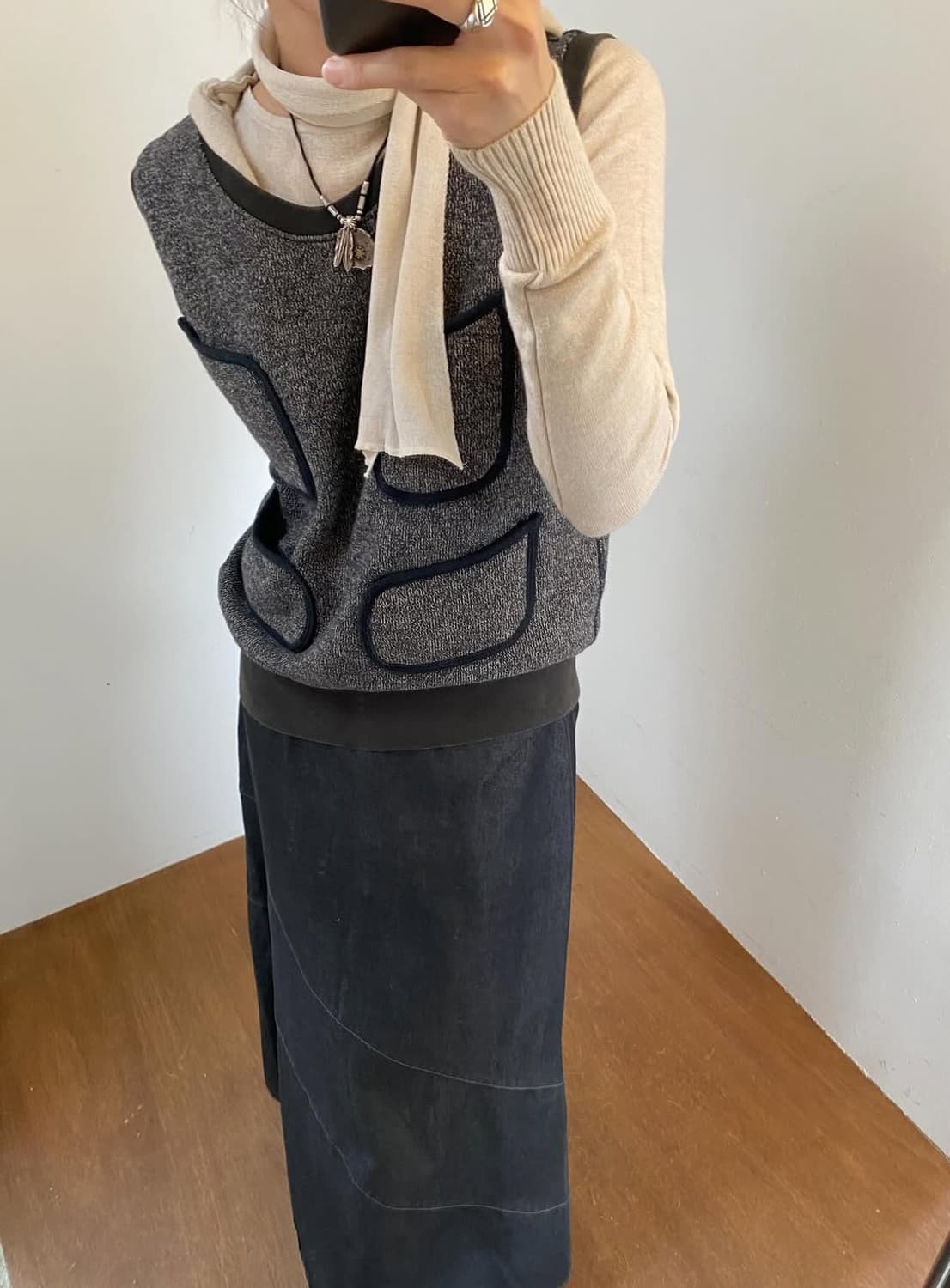 KAPITAL Multipocket Knit Vest Gray khaki 상품이미지1