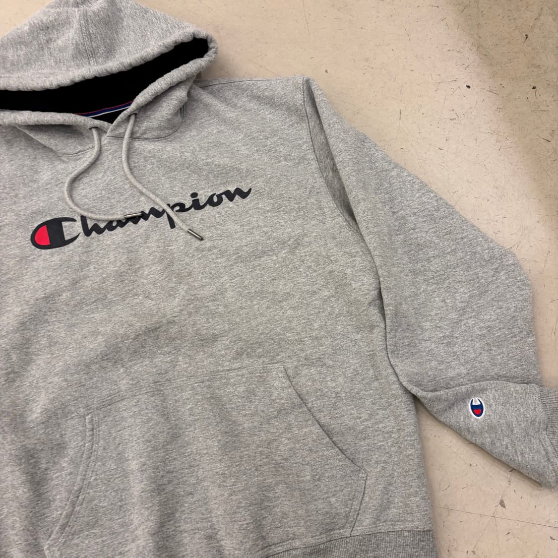 챔피온 빅로고 그레이 후드티 상품이미지2