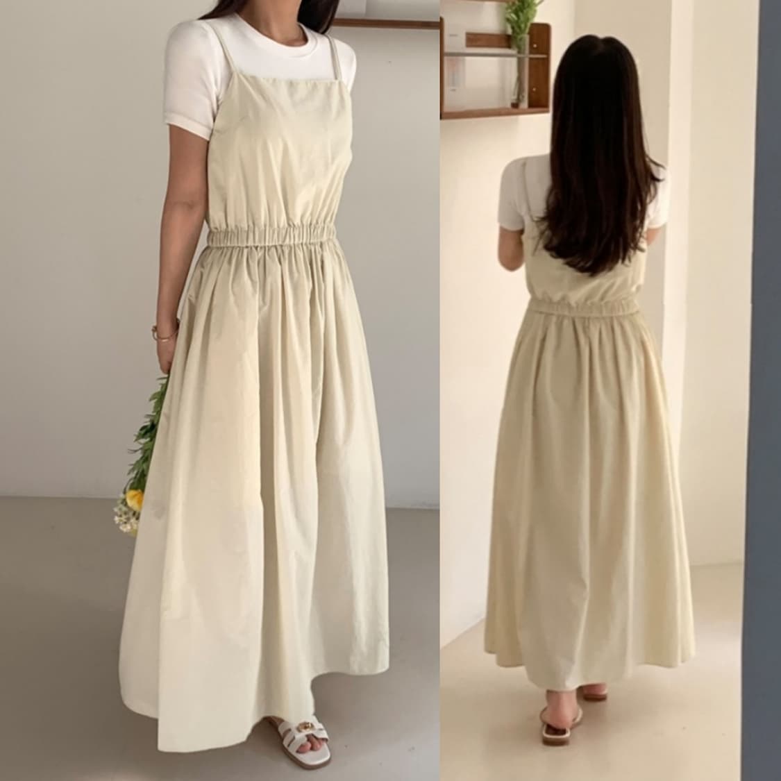 가을 뷔스티에 나일론 롱원피스 나시 폴리 55 66 상품이미지1