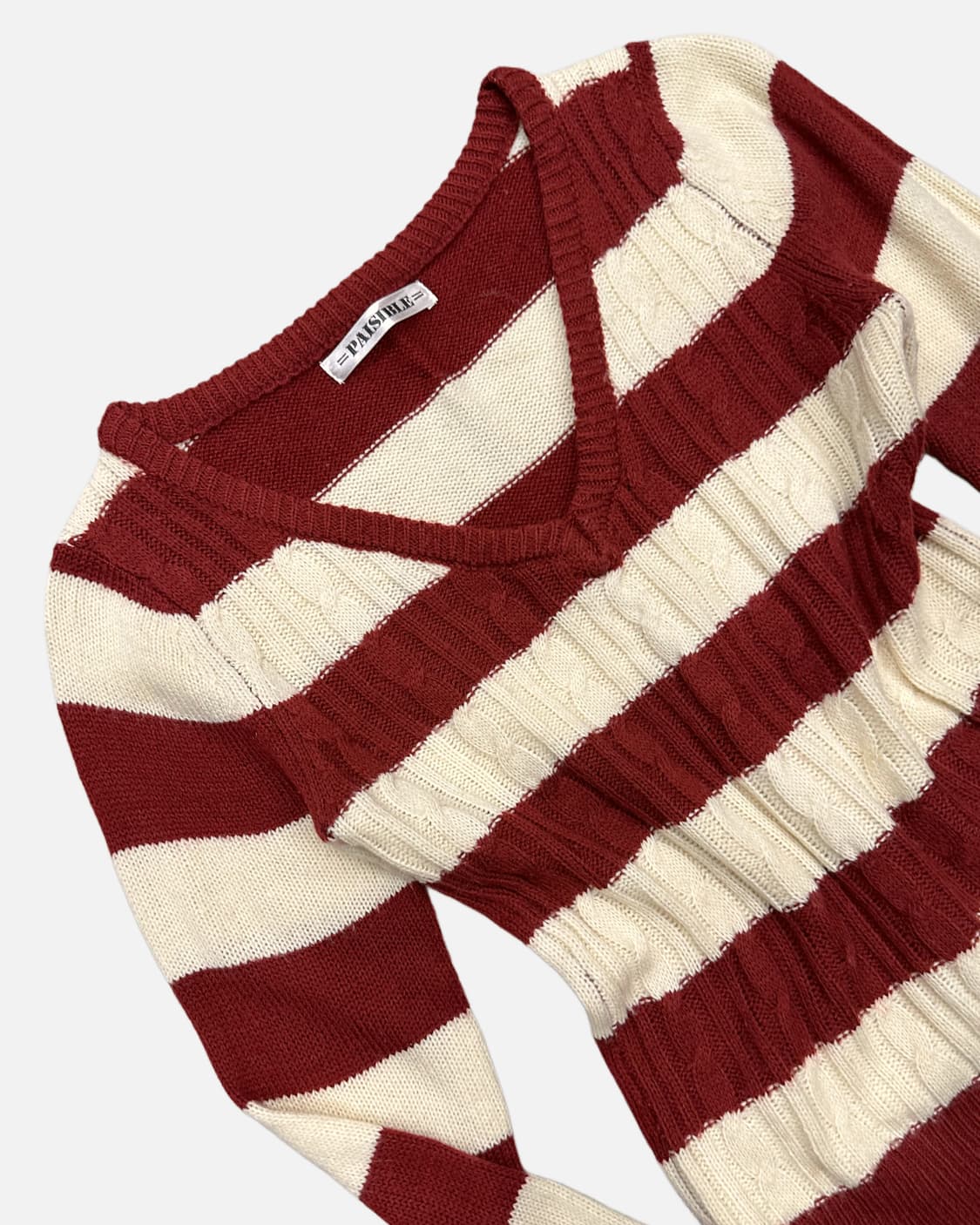 red stripe v-neck knit 상품이미지3