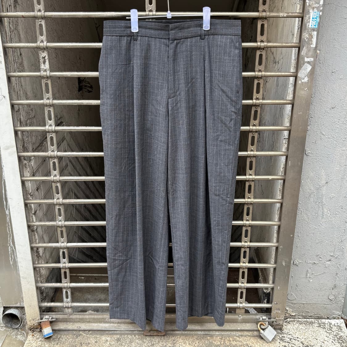 [L] coor 쿠어 스트라이프 울 와이드 슬랙스 상품이미지1