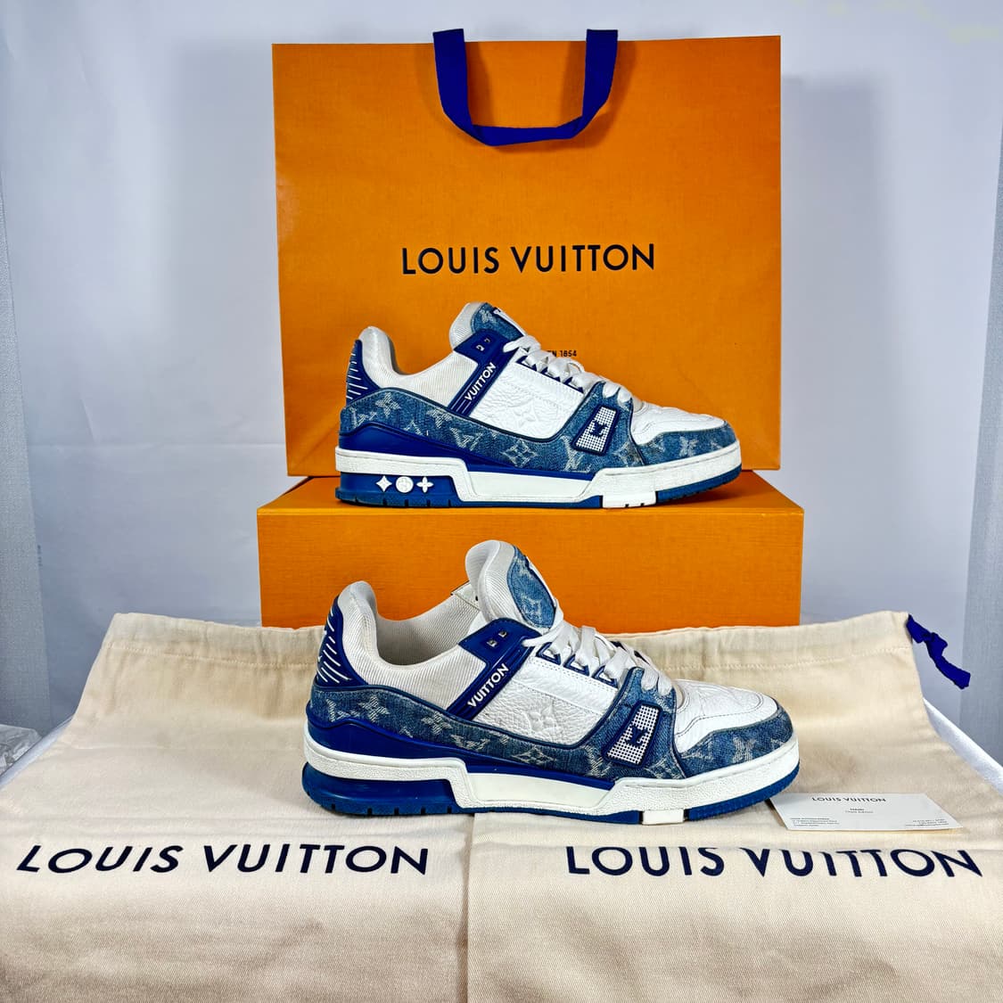 (정품,6.5)루이비통 LV 트레이너 스니커즈 데님 블루 상품이미지2