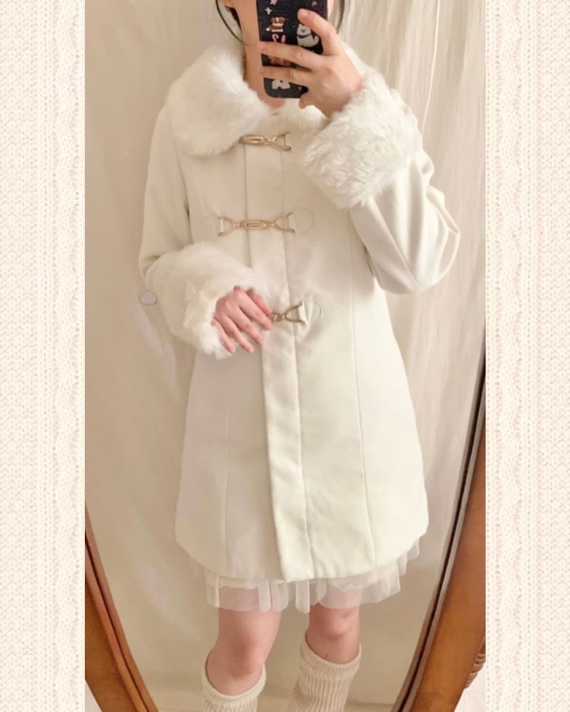 화이트 갸루 더플 코트 상품이미지3