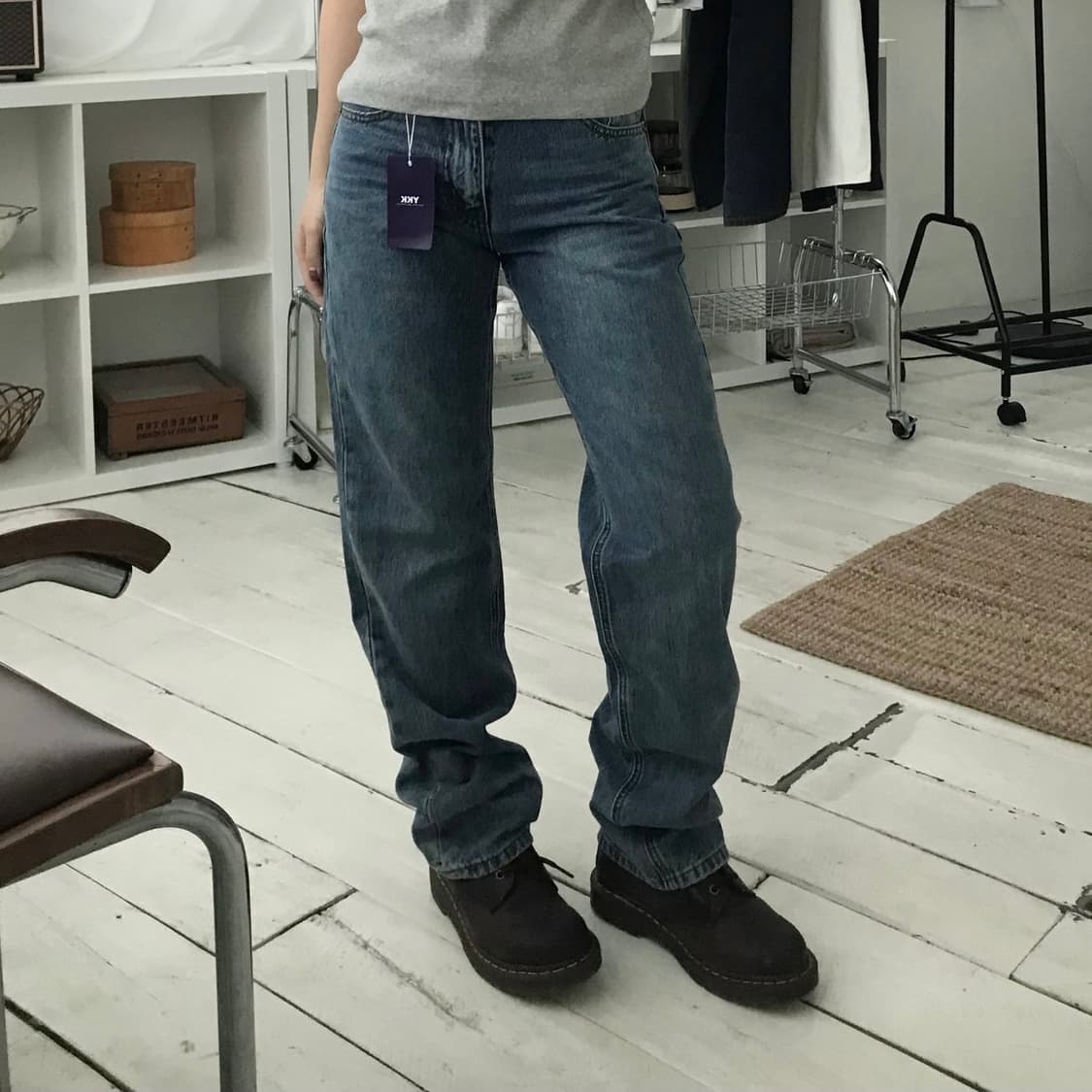 찬아카이브 Base straight denim pants 일자핏 중청 상품이미지1