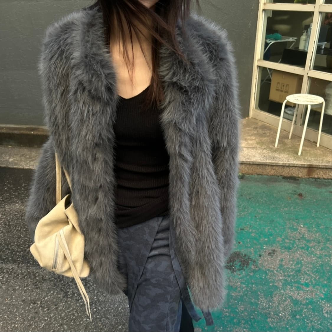 뮤로우 냥코 퍼자켓 : 그레이 상품이미지1