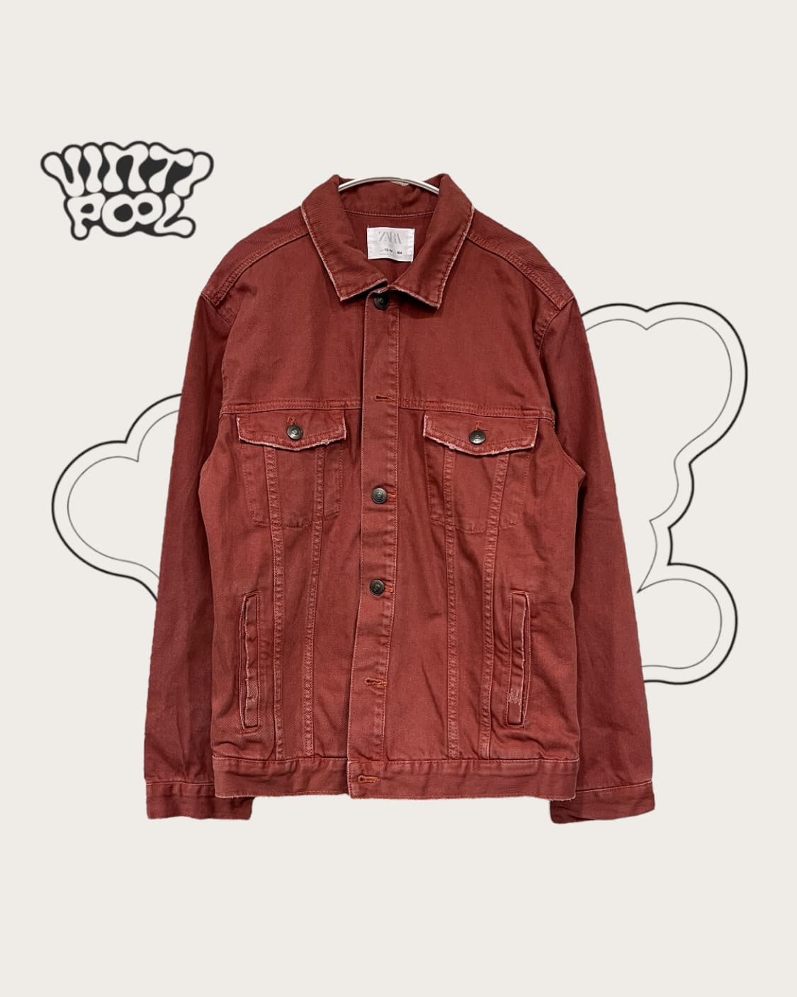 ZARA 자라 데님 트러커 자켓 버건디 W 상품이미지1