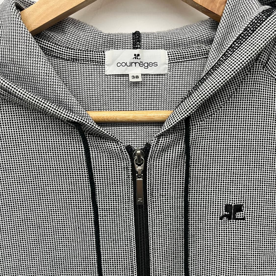 꾸레쥬 체크 패턴 후드 집업 여S 상품이미지4