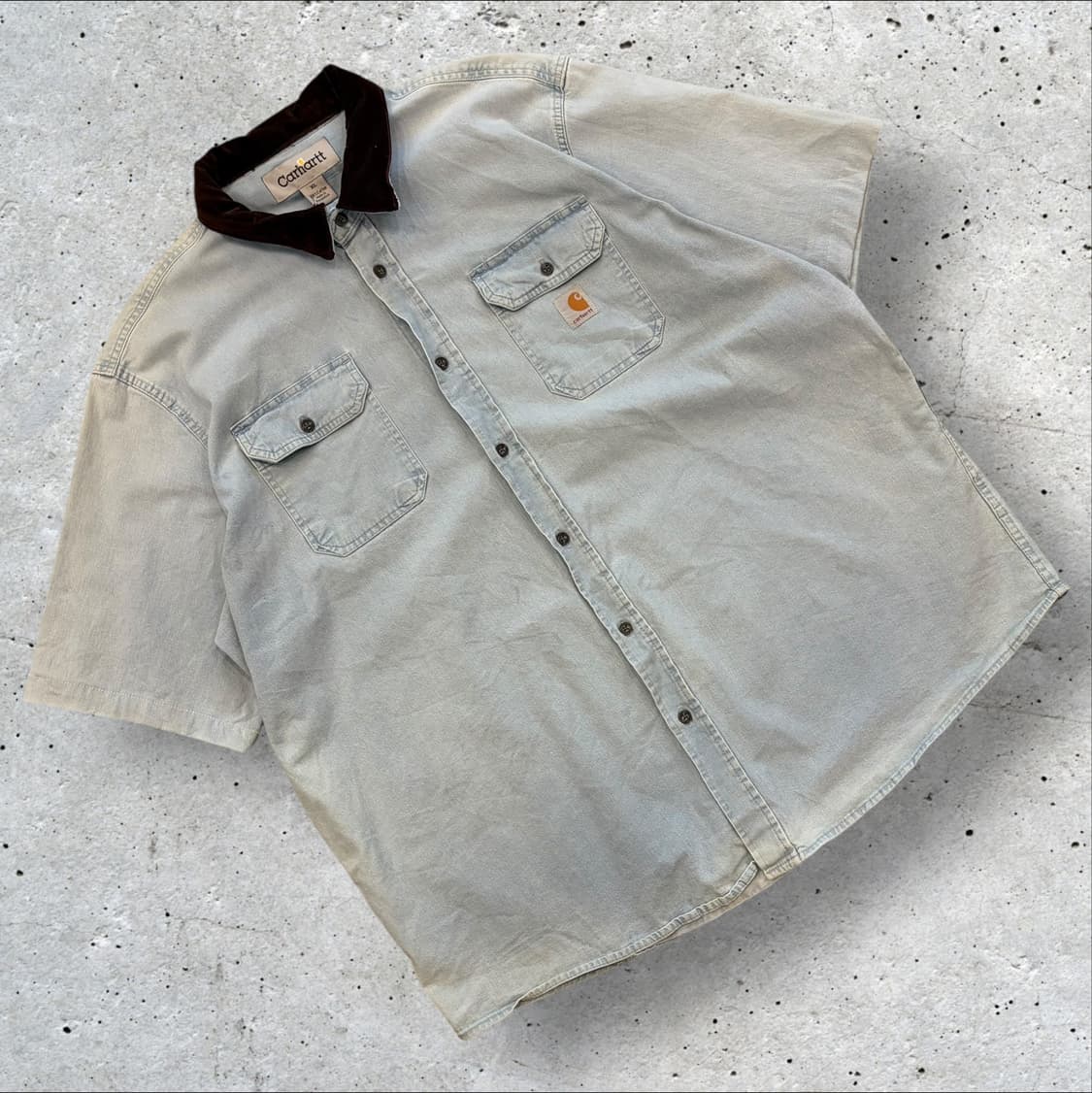 [XL] 칼하트 리워크 브라운 골덴 카라 반팔 셔츠 C731 상품이미지1