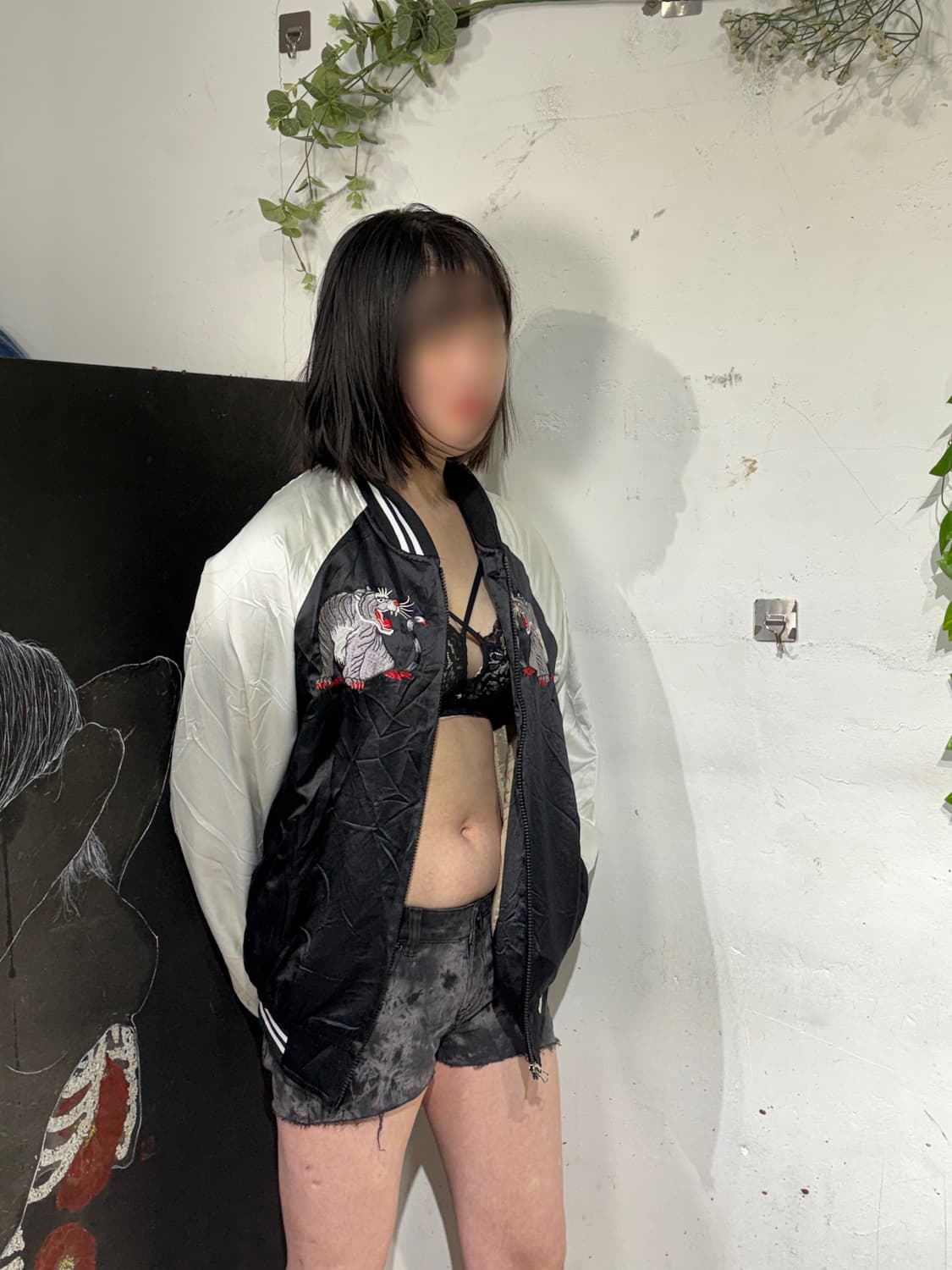 일본빈티지 오리엔탈 호랑이 자수 스카잔 빈티지 스카쟌 자켓 상품이미지3
