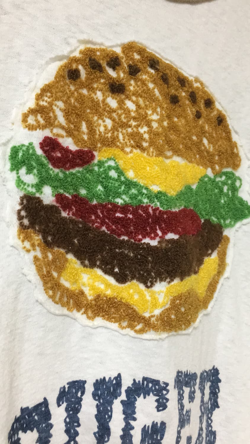Burger needlework raglan t-shirt 상품이미지3