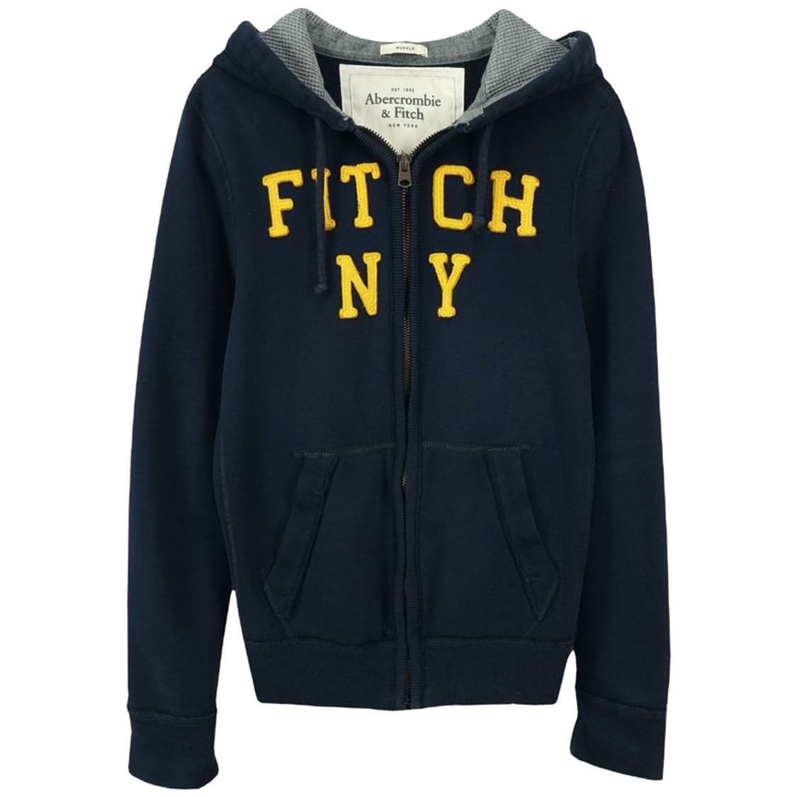 [아베크롬비] Y2K 빈티지 로고 패치 후드 집업 네이비 M18948 상품이미지2
