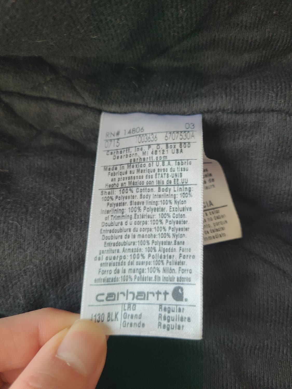 칼하트 j130 blk 블랙 액티브 자켓 상품이미지4