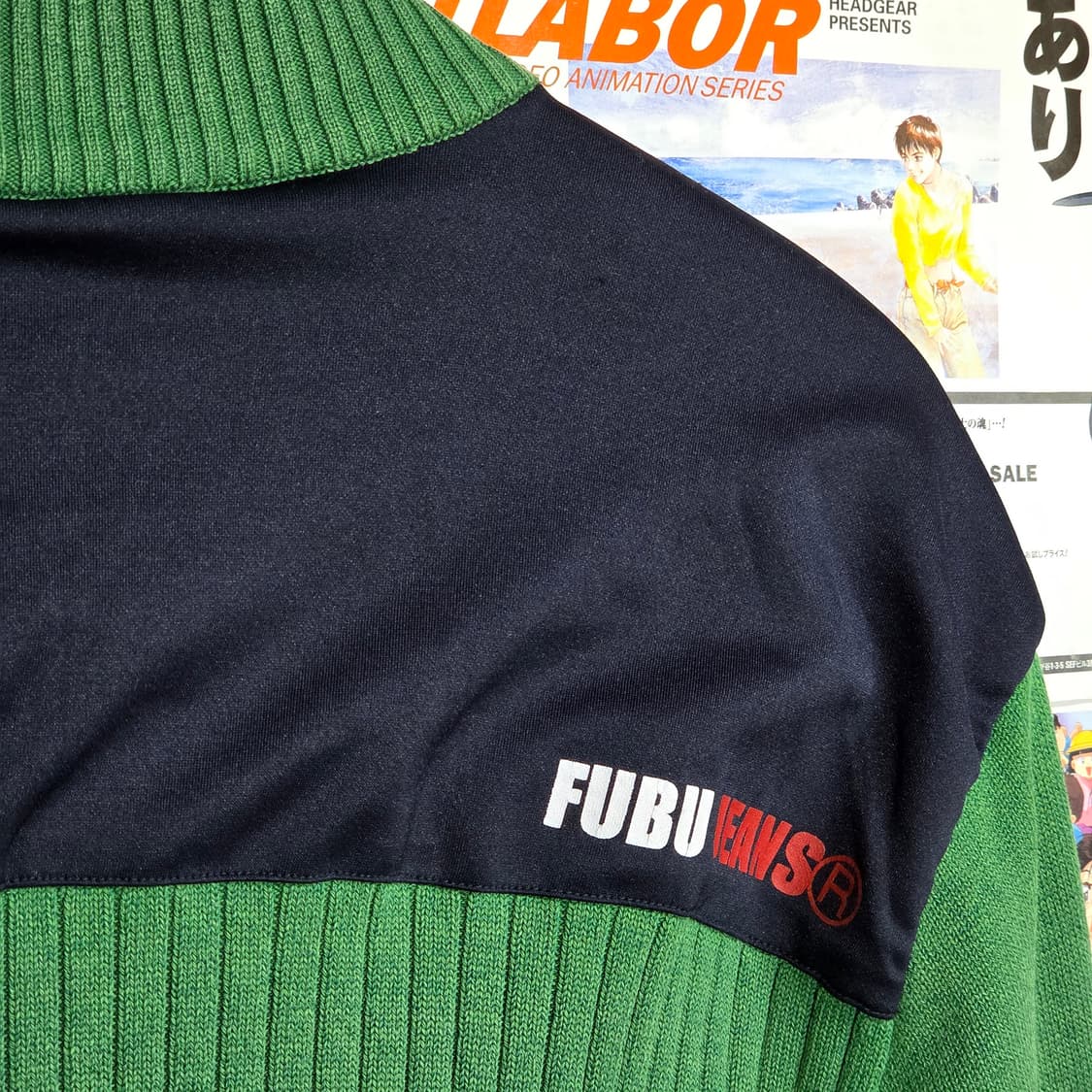 후부 그린 네이비 배색 니트 집업 상품이미지6