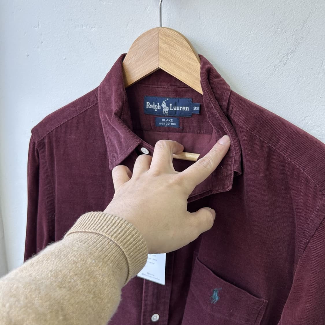 15458 - 폴로 랄프로렌 버건디 코듀로이 셔츠 상품이미지3