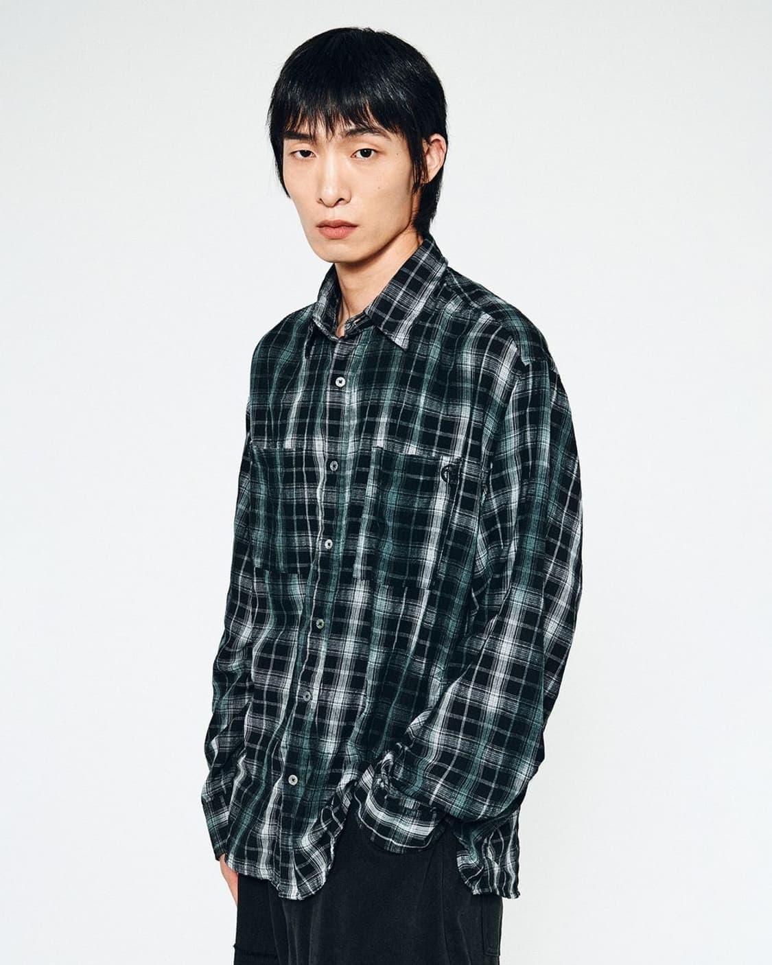 노매뉴얼 O.D 체크 셔츠 블랙 XL 상품이미지3