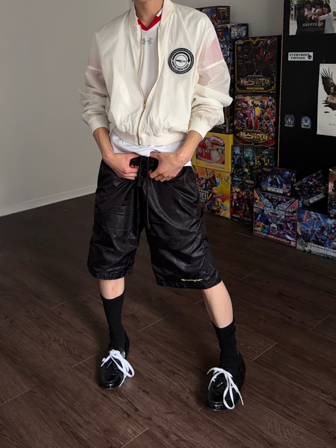 Champion 글로시 블랙 스포츠 쇼츠 상품이미지2