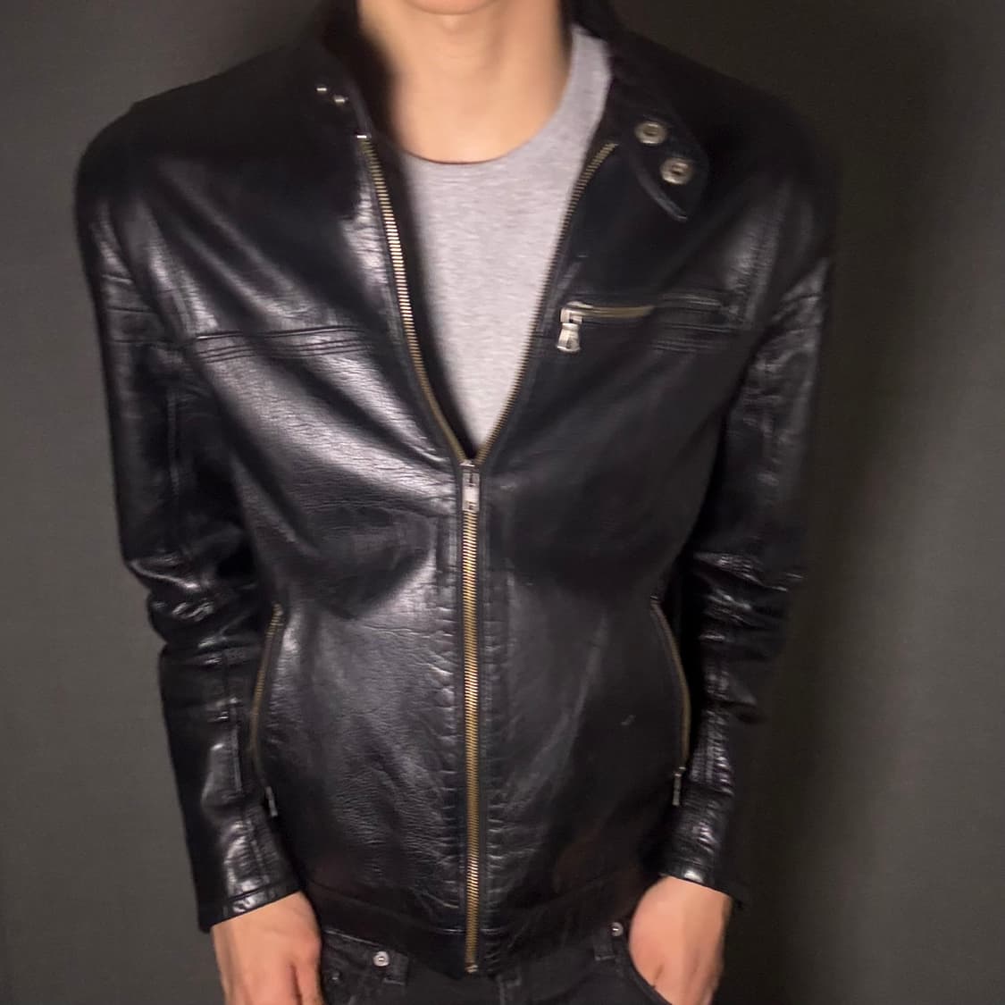 vintage black leather jacket 상품이미지2