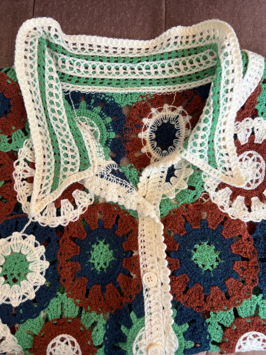 일본수입 여성 모티브크로셰 니트카라티셔츠 니트가디건 상품이미지5