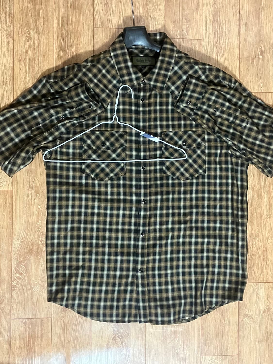 유니폼브릿지 - 웨스턴 체크 셔츠 (베이지) 상품이미지4