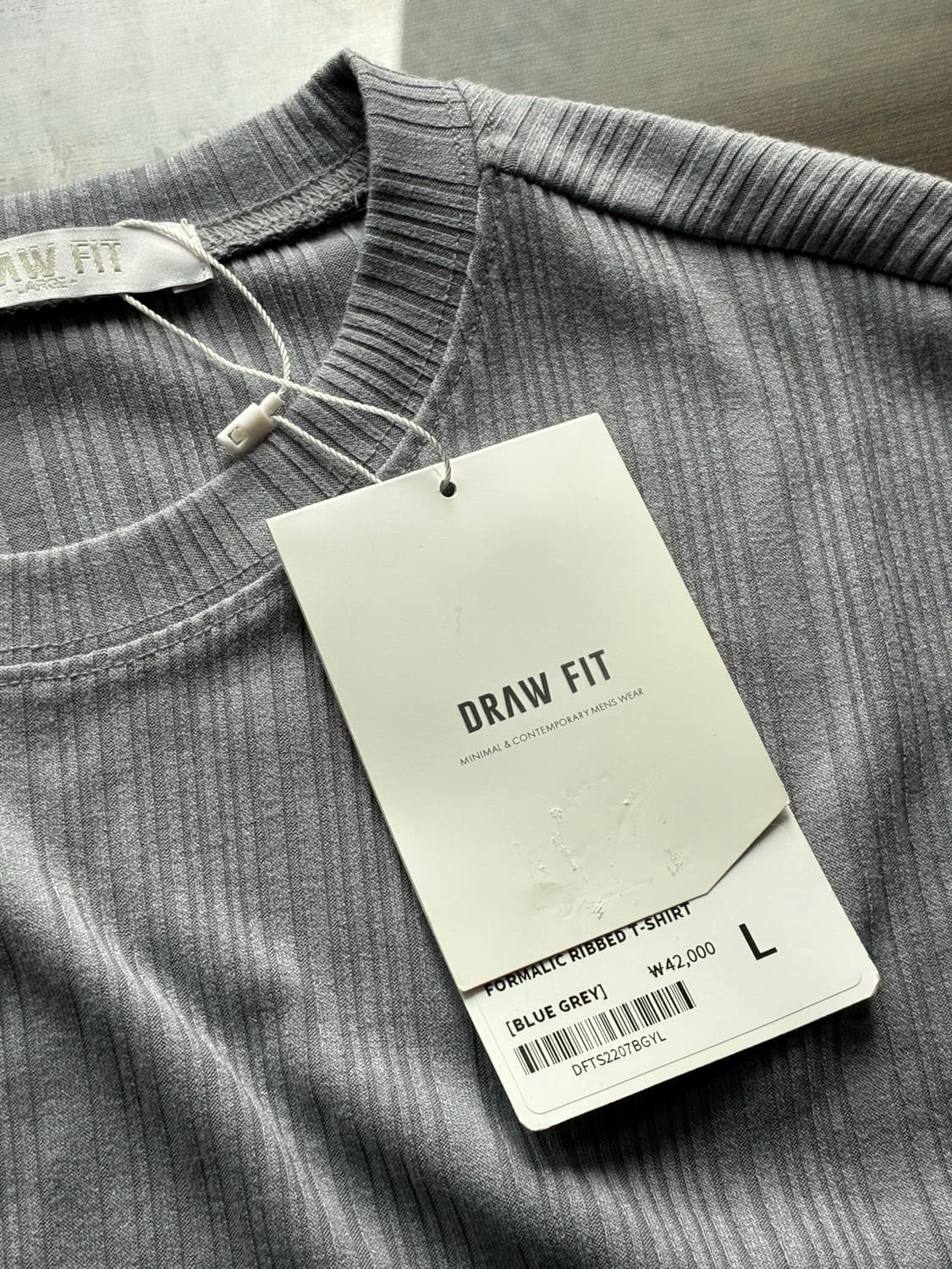 (새상품)(L) 드로우핏 포멀릭 리브드 티셔츠 [BLUEGREY] 반팔 상품이미지7