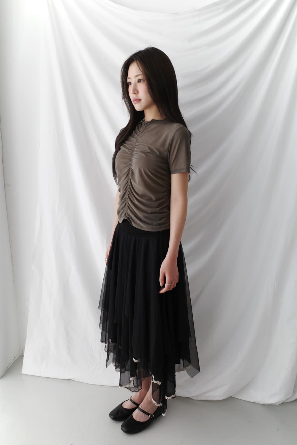 shirring see-through half T  상품이미지2