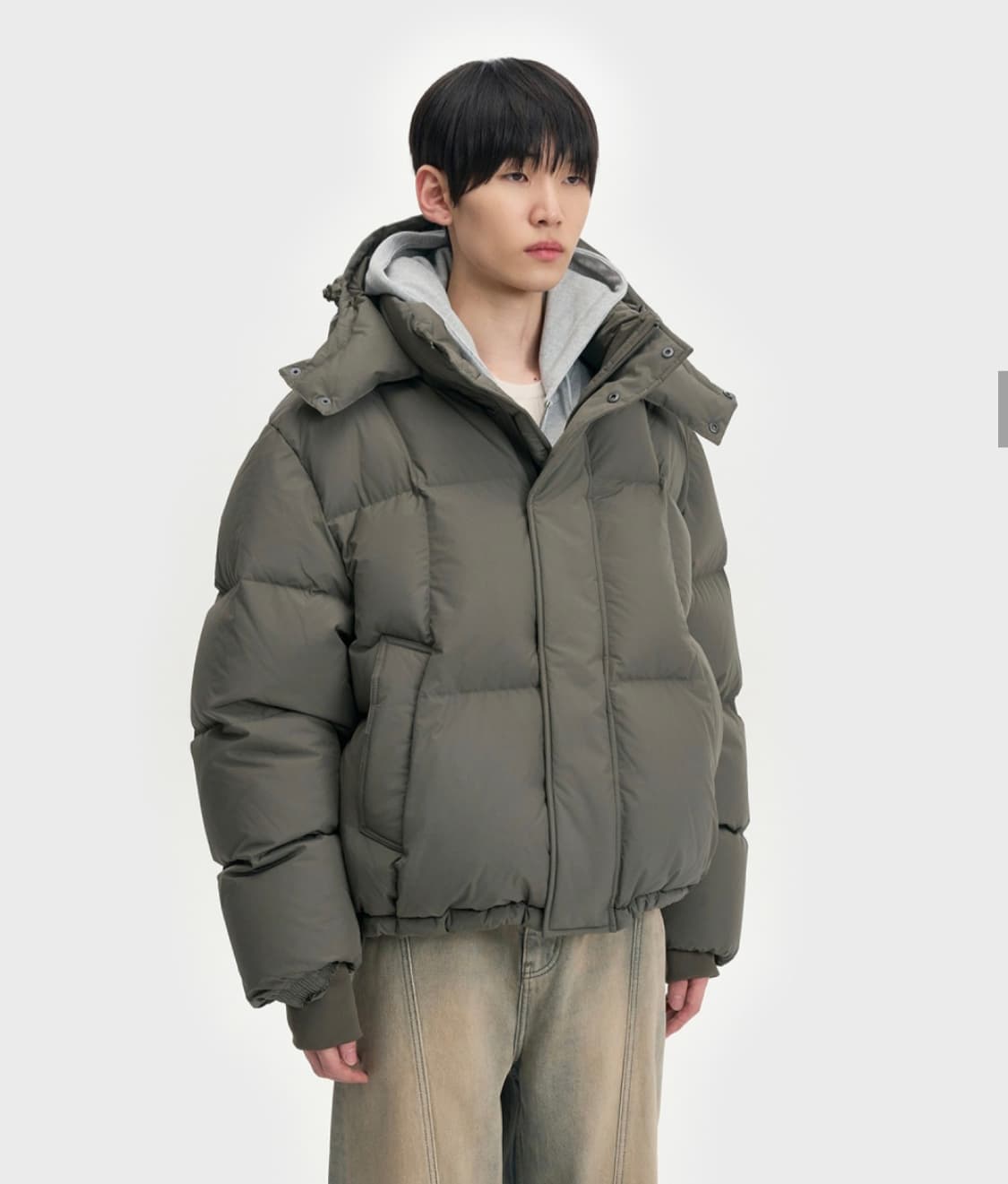 25FW 벨리에 크로스라인 후디스 구스다운 올리브 상품이미지2