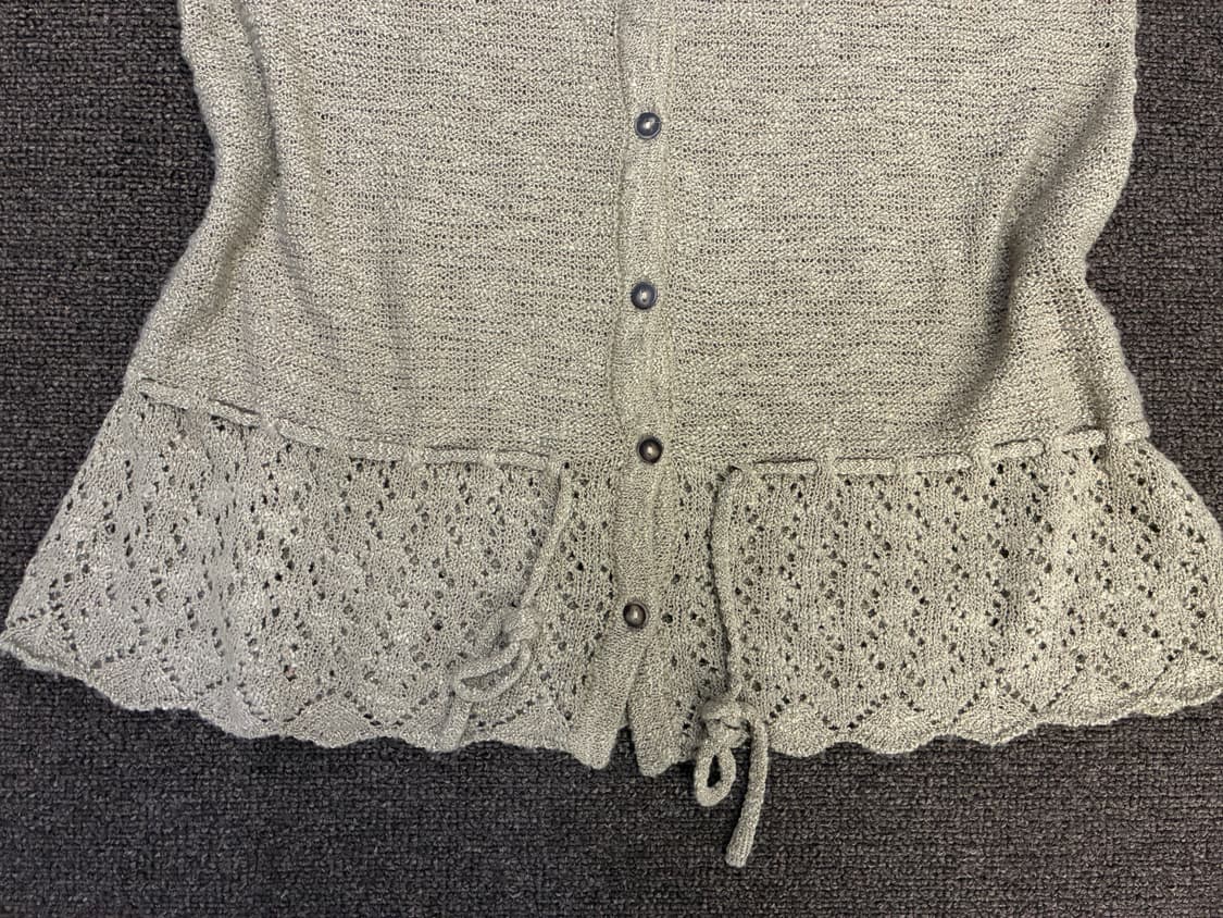 L)Japanese vintage 여성 펀칭 반팔 니트 가디건 상품이미지4