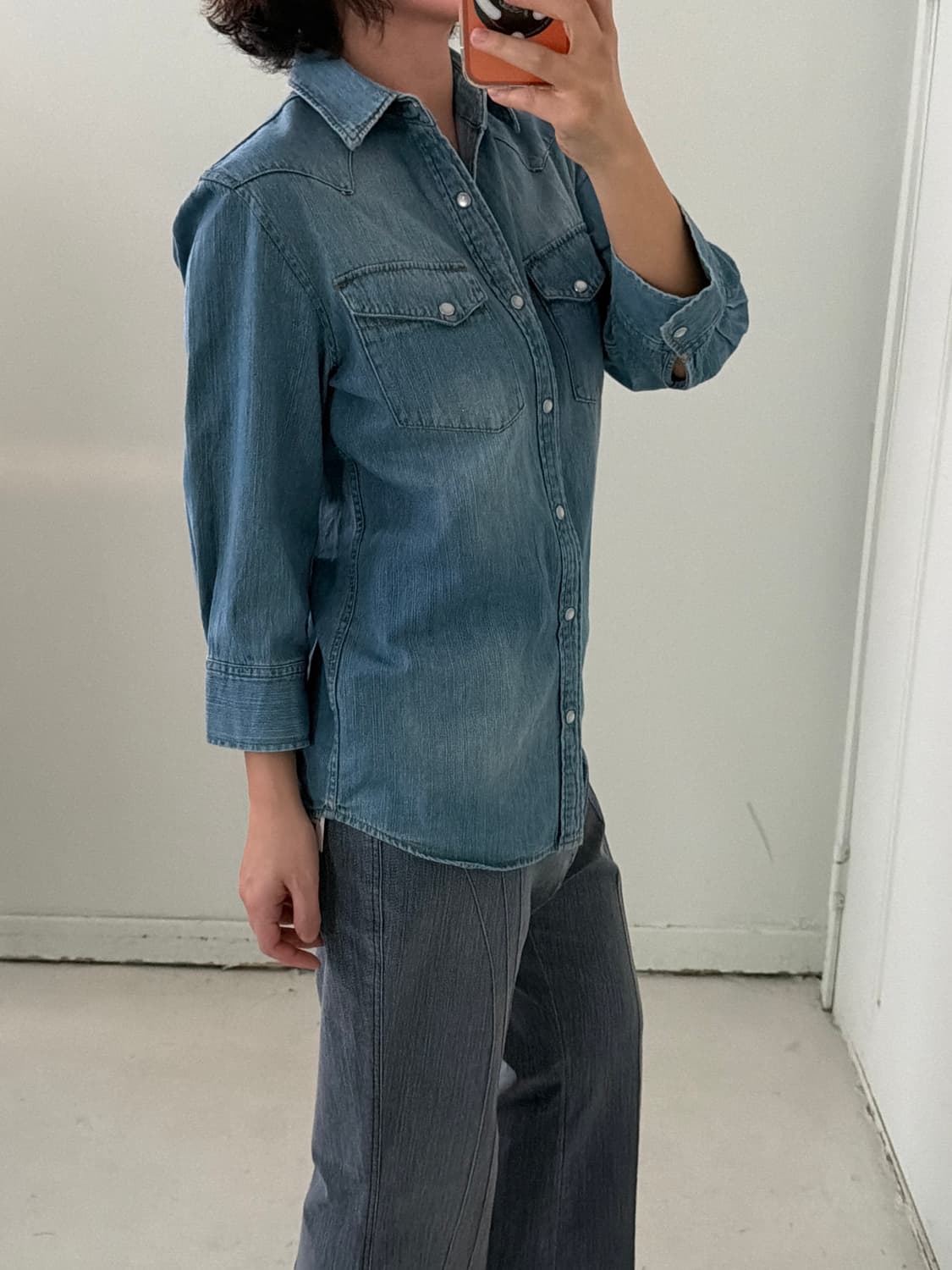 일본빈티지 우먼 데님 웨스턴셔츠 상품이미지4