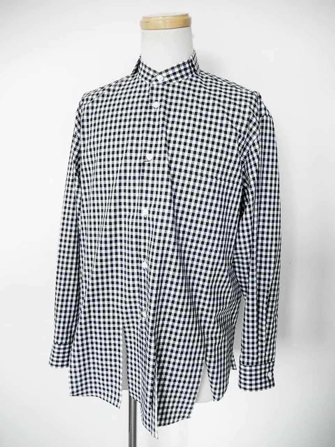 24ss 블랙 꼼데가르송 컷아웃 깅엄체크 셔츠 l 상품이미지4