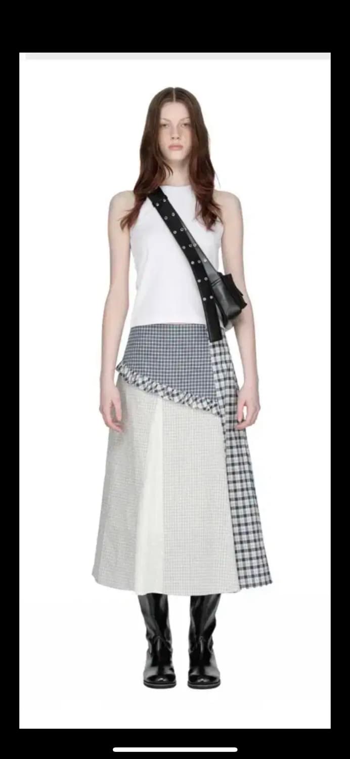 Mixed Check Long Skirt/NAVY/S 상품이미지3